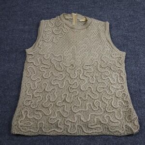 Vintage Baar & Beards Sweater Vest Womens Small Beige Beaded Knit Japan 60s